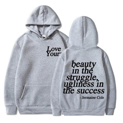 Letter Print Hooded Sweatshirt Unisex Long Sleeve Casual Top Hoodie - IntuitiveEncBoutique