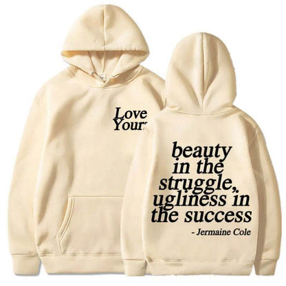 Letter Print Hooded Sweatshirt Unisex Long Sleeve Casual Top Hoodie - IntuitiveEncBoutique