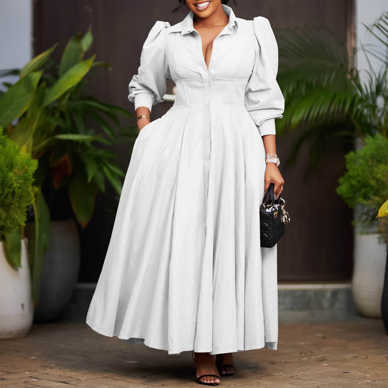 Long Sleeve Flared Dress - IntuitiveEncBoutique