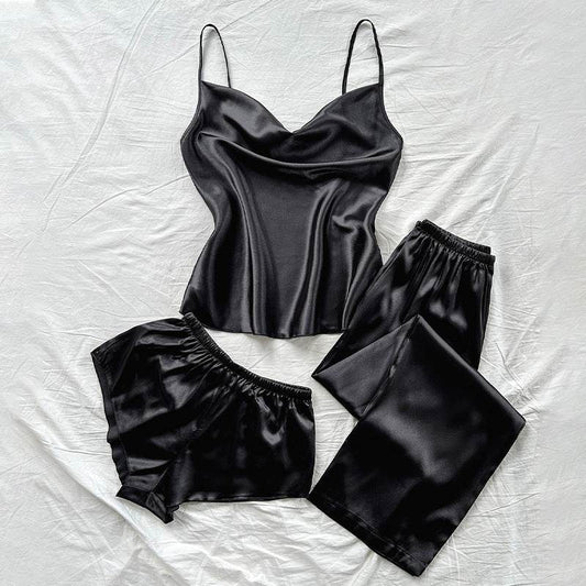 satin Sleeping Shorts Sexy Pajama Set - IntuitiveEncBoutique