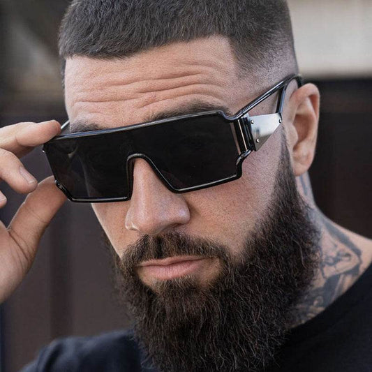 Square connected sunglasses with hollowed out avant-garde personality Instagram popular fashion street photography futuristic sunglasses - IntuitiveEncBoutique