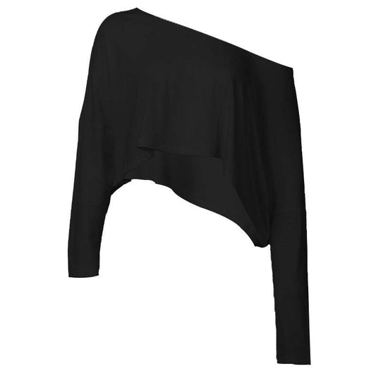 INS Street Style Lazy Off-Shoulder Loose Simple Casual Long Sleeve Sweatshirt Spicy Girl Crop Top Slimming Top - IntuitiveEncBoutique