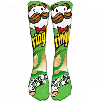 New Fashion Harajuku Kawaii Socks Man Cotton Cartoon Food Print Casual Cotton Hip Hop Unisex Happy Funny skarpety