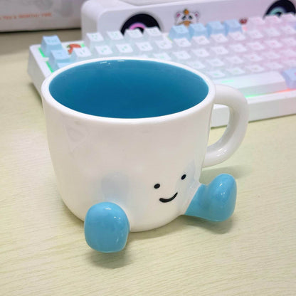 Kawaii hand - pinch feet ceramic coffee cup. High - aesthetic, great for home/dorm. Ideal gift, doubles as mark cup. - IntuitiveEncBoutique