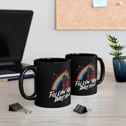 Freddy Krueger Inspirational Mug – Follow Your Dreams Coffee Cup - IntuitiveEncBoutique