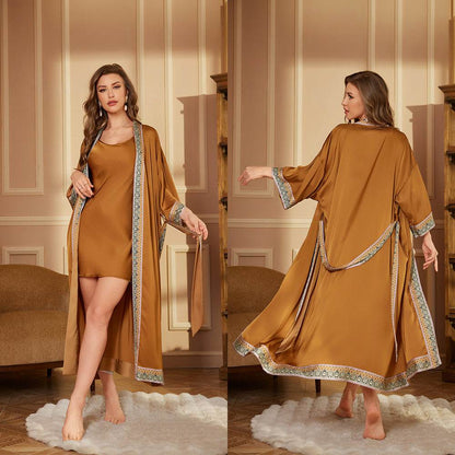 Women's home clothes bathrobe suspender two-piece set combination - IntuitiveEncBoutique