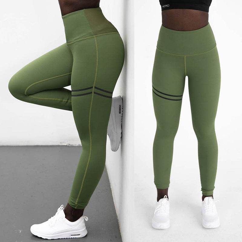 High-Waisted Double Ring Flat Printing Yoga Pants Slim Fit Women's Leggings - IntuitiveEncBoutique