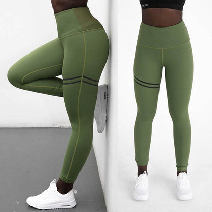 High-Waisted Double Ring Flat Printing Yoga Pants Slim Fit Women's Leggings - IntuitiveEncBoutique