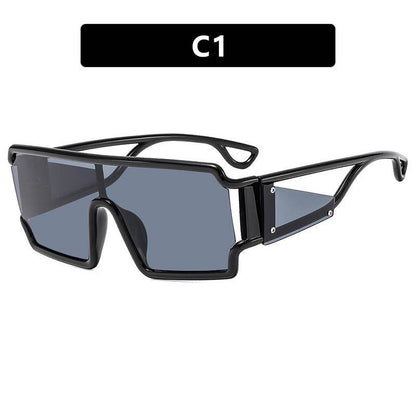 Square connected sunglasses with hollowed out avant-garde personality Instagram popular fashion street photography futuristic sunglasses - IntuitiveEncBoutique