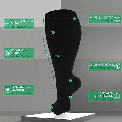 Plus size compression socks super wide calf and knee length socks men - IntuitiveEncBoutique