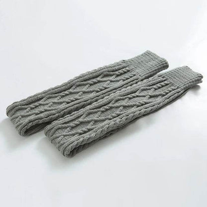 Knitted knee over foot warm leg socks knitted yarn warm knee pads double diamond shaped floor socks - IntuitiveEncBoutique