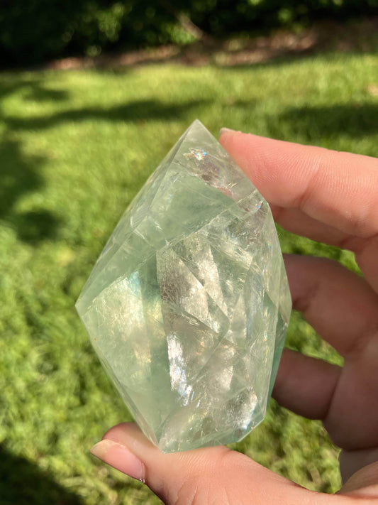 Green Fluorite Faceted Flame - IntuitiveEncBoutique