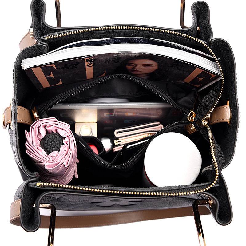 Handbag Women's Fashion Embossed Tote Bag Large Capacity Maternity Bucket Bag - IntuitiveEncBoutique