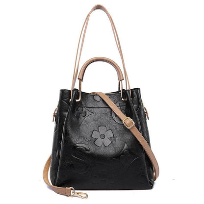 Handbag Women's Fashion Embossed Tote Bag Large Capacity Maternity Bucket Bag - IntuitiveEncBoutique