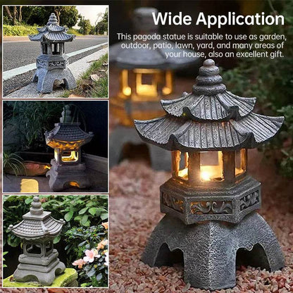 Solar-Powered Zen Garden Decor: Pagoda Lanterns & Statues - IntuitiveEncBoutique