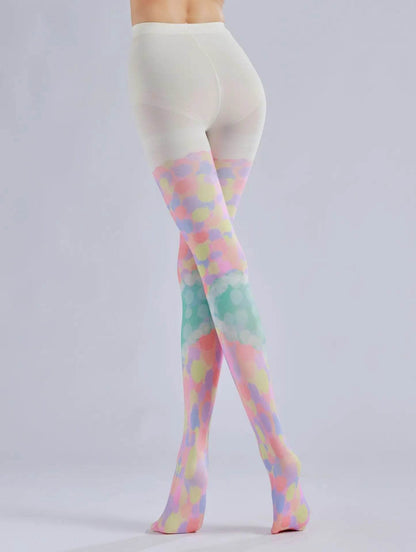 Color block stacked heart printed pantyhose with colorful patterns and sweet base socks - IntuitiveEncBoutique