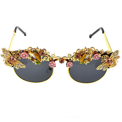 New Fashionable and Elegant Classical Sunglasses, Artistic Pearl Inlaid Sunglasses, Banquet Gifts, Fashionable Diamond Inlaid Sunglasses - IntuitiveEncBoutique