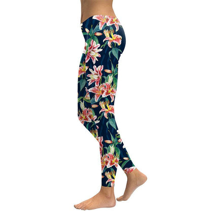 Fresh Fragrance Lily Women Leggings Capri Lilies Digital Print Woman Legging Work Out Street Wear Pants Leggins - IntuitiveEncBoutique
