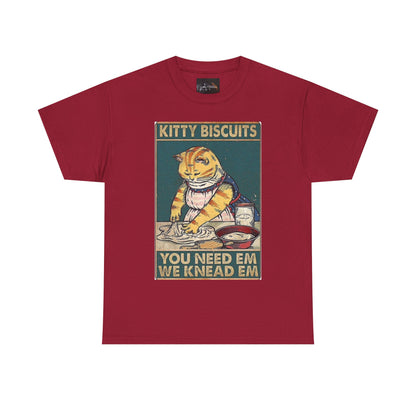 Cute Kitty Biscuits Unisex Heavy Cotton Tee, Fun Cat Shirt, Pet Lover Gift, Cooking Humor Tee, Playful Gift for Cat Owners