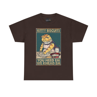 Cute Kitty Biscuits Unisex Heavy Cotton Tee, Fun Cat Shirt, Pet Lover Gift, Cooking Humor Tee, Playful Gift for Cat Owners
