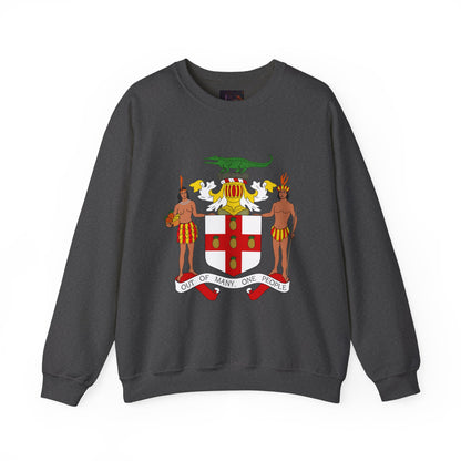 Jamaican Coat of Arms Heritage Crewneck Sweatshirt - Comfort, Unisex Apparel, Great for Celebrations, Cultural Events, Gift Idea, Everyday Wear