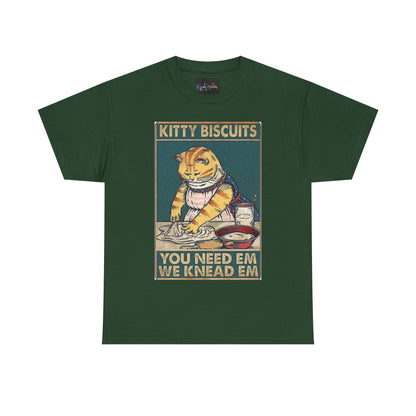 Cute Kitty Biscuits Unisex Heavy Cotton Tee, Fun Cat Shirt, Pet Lover Gift, Cooking Humor Tee, Playful Gift for Cat Owners