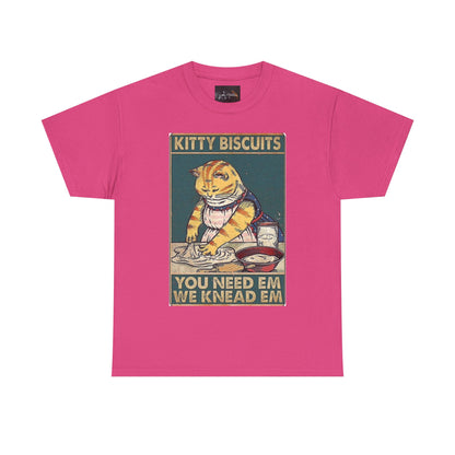 Cute Kitty Biscuits Unisex Heavy Cotton Tee, Fun Cat Shirt, Pet Lover Gift, Cooking Humor Tee, Playful Gift for Cat Owners