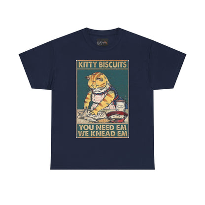 Cute Kitty Biscuits Unisex Heavy Cotton Tee, Fun Cat Shirt, Pet Lover Gift, Cooking Humor Tee, Playful Gift for Cat Owners