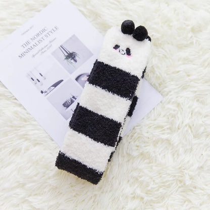 Party funny stretch socks Ladies winter coral fleece cute cartoon floor socks