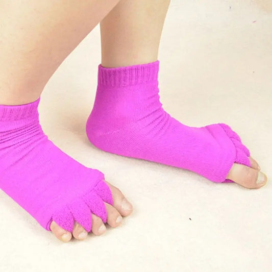 1 Pair Massage Open Five Toe Separator Socks Pain Relief Hot Socks