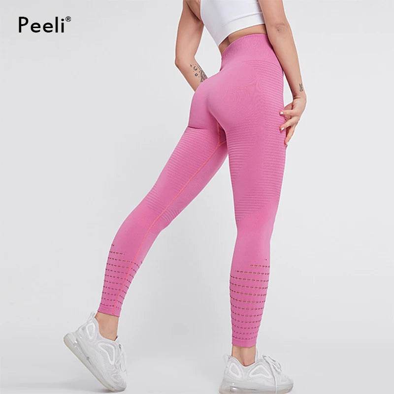 Peeli High Waist Seamless Leggings Yoga Pants Push Up Fitness Tight Workout Tummy Control Gym Leggings Athletic Pants Sportswear - IntuitiveEncBoutique