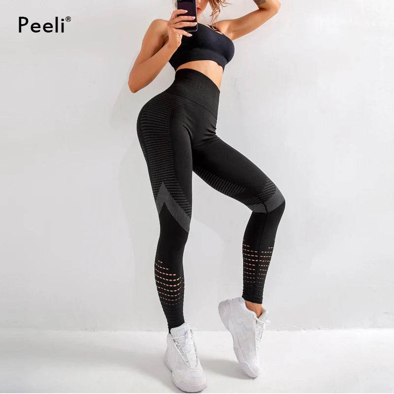 Peeli High Waist Seamless Leggings Yoga Pants Push Up Fitness Tight Workout Tummy Control Gym Leggings Athletic Pants Sportswear - IntuitiveEncBoutique