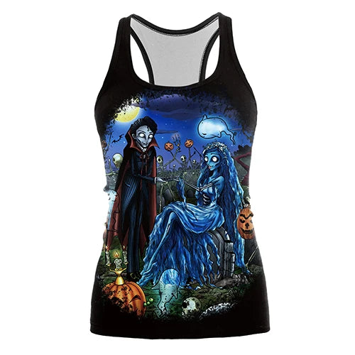 The Nightmare Before Christmas Tank top Women Halloween Sexy Print Women Jack Skellington Tops