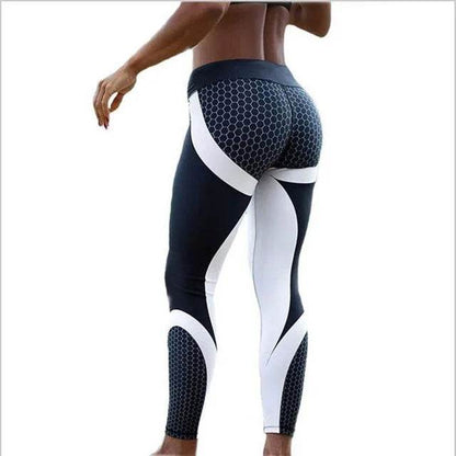 Women Printed Pants Work Out Sporting Slim White Black Trousers Fitness Leggings - IntuitiveEncBoutique