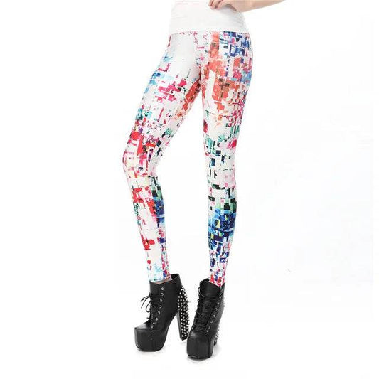 Fashion Colorful Comic Doodles Printed Leggings - IntuitiveEncBoutique
