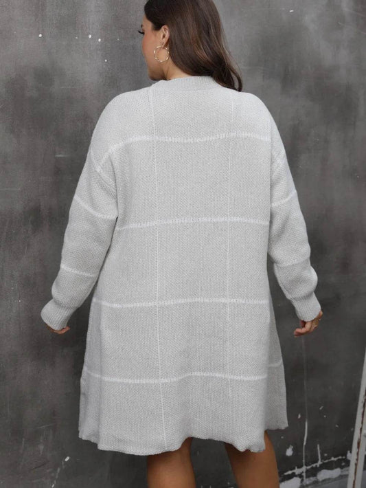 Plus Size Round Neck Long Sleeve Sweater Dress - IntuitiveEncBoutique
