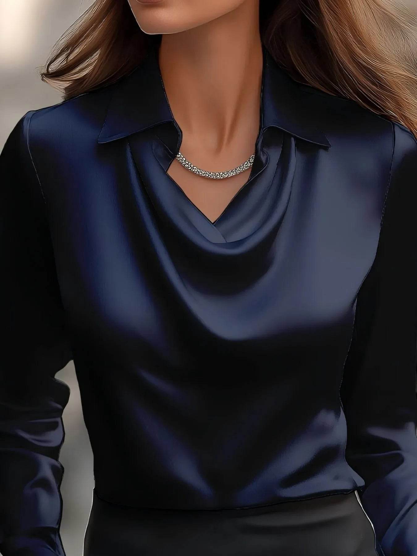 Full Size Collared Neck Long Sleeve Blouse Plus Size - IntuitiveEncBoutique