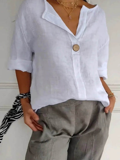 Full Size Casual Notched Drop Shoulder Blouse Plus Size - IntuitiveEncBoutique