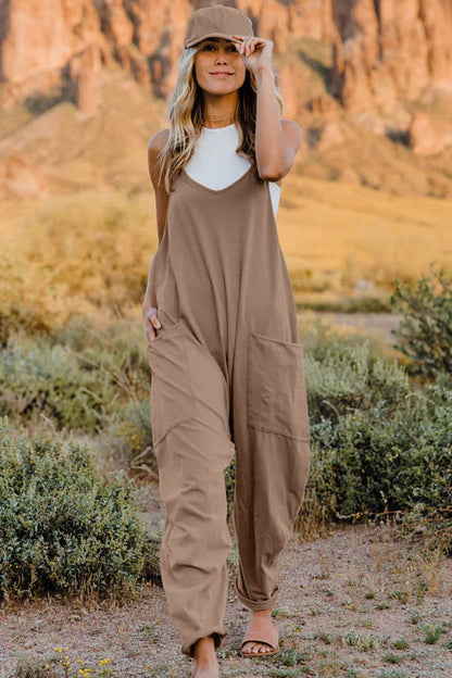 Double Take Full Size V-Neck Sleeveless Jumpsuit with Pockets - IntuitiveEncBoutique
