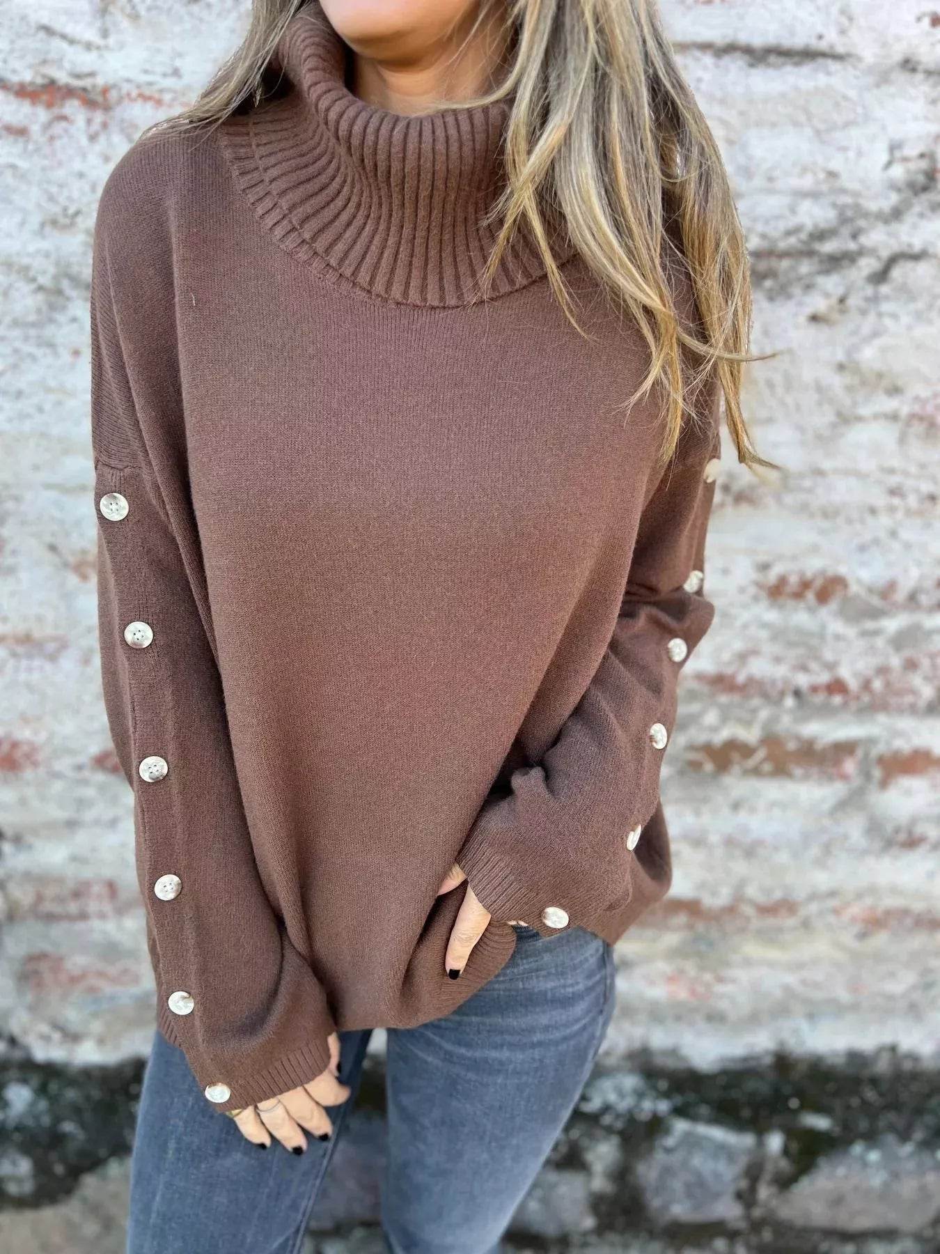 Full Size Turtleneck Long Sleeve Sweater Plus Size - IntuitiveEncBoutique
