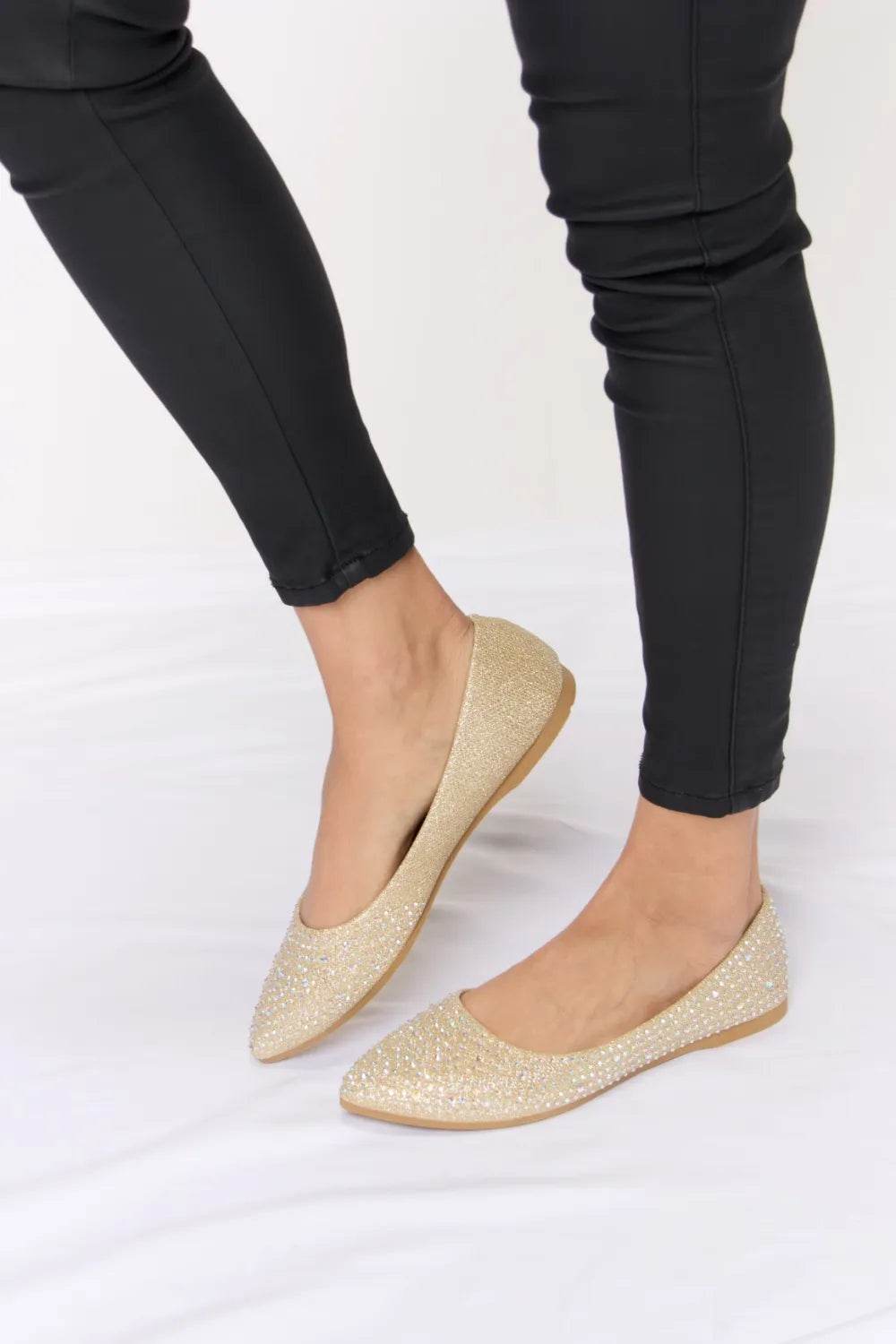 Forever Link Rhinestone Point Toe Flat Slip-Ons - IntuitiveEncBoutique
