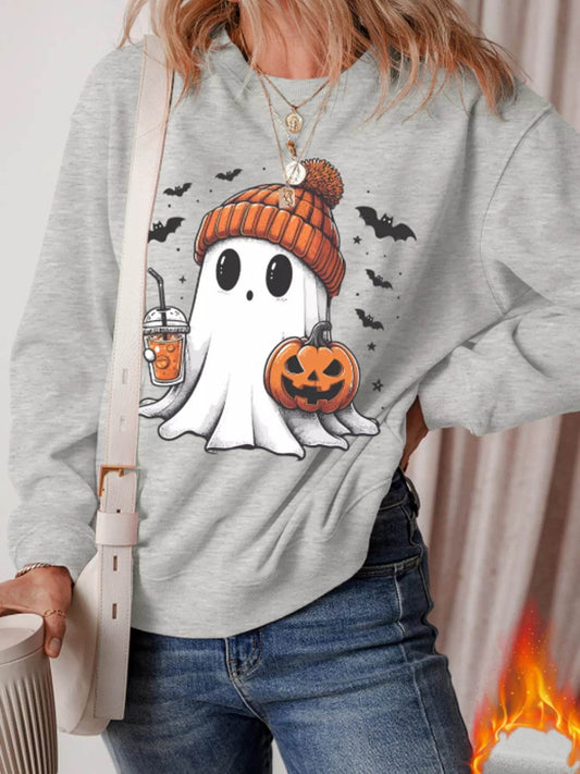 Halloween Ghost Round Neck Sweatshirt - IntuitiveEncBoutique