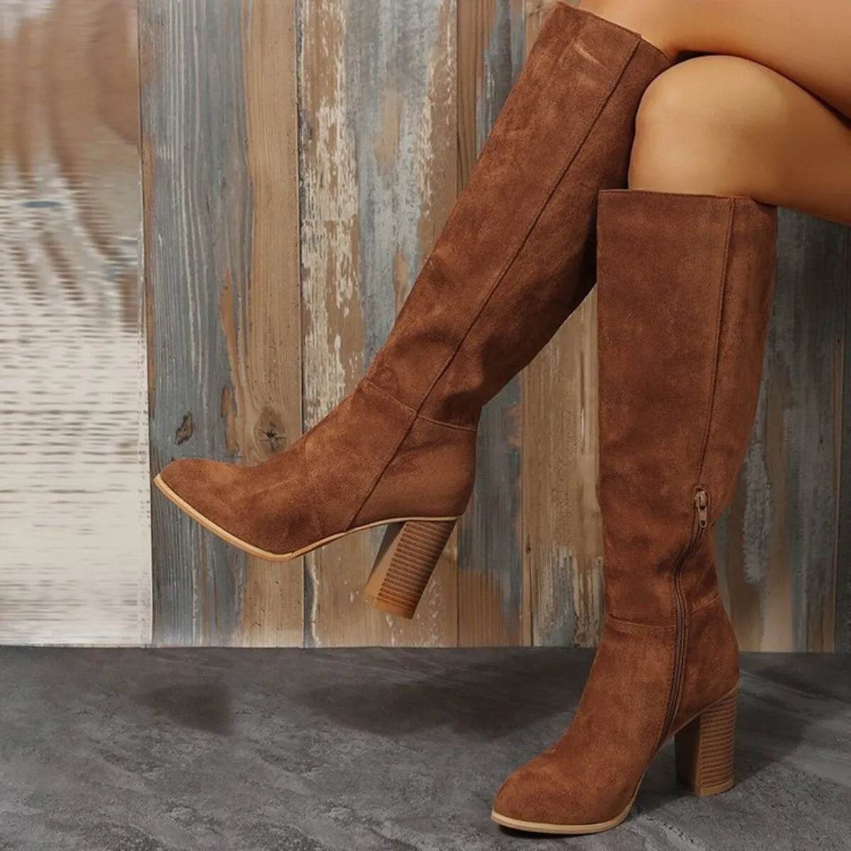 Point Toe Block Heels Boots - IntuitiveEncBoutique