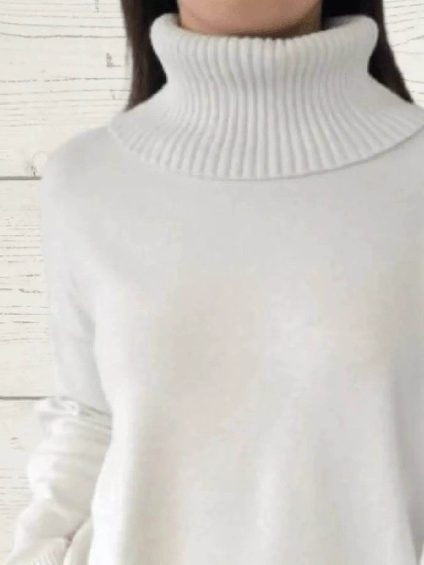 Full Size Turtleneck Long Sleeve Sweater Plus Size - IntuitiveEncBoutique
