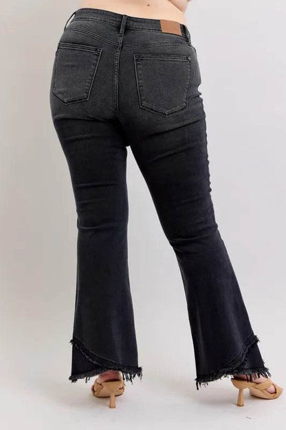 Judy Blue Full Size High Waist Flare W/ Mock Fray Tulip Hem Plus Size - IntuitiveEncBoutique