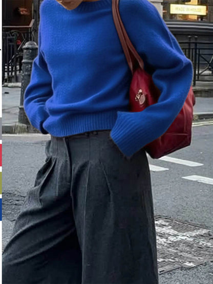 Ribbed Crewneck Drop Shoulder Sweater - IntuitiveEncBoutique