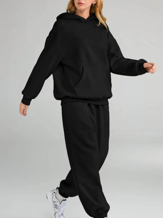 Full Size Kangaroo Pocket Hoodie and Joggers Set Plus Size - IntuitiveEncBoutique