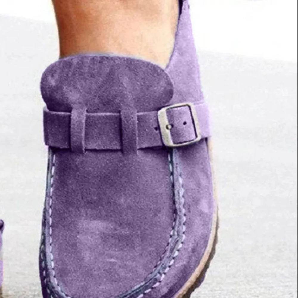 Round Toe Low Heel Buckle Loafers - IntuitiveEncBoutique