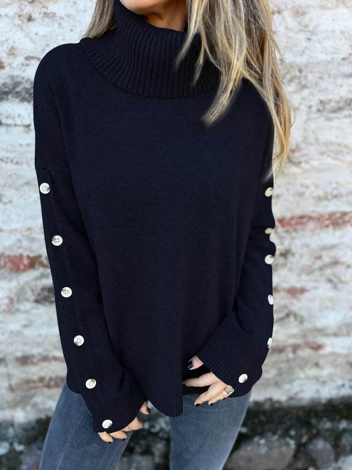 Full Size Turtleneck Long Sleeve Sweater Plus Size - IntuitiveEncBoutique