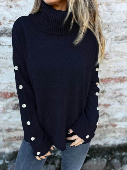 Full Size Turtleneck Long Sleeve Sweater Plus Size - IntuitiveEncBoutique